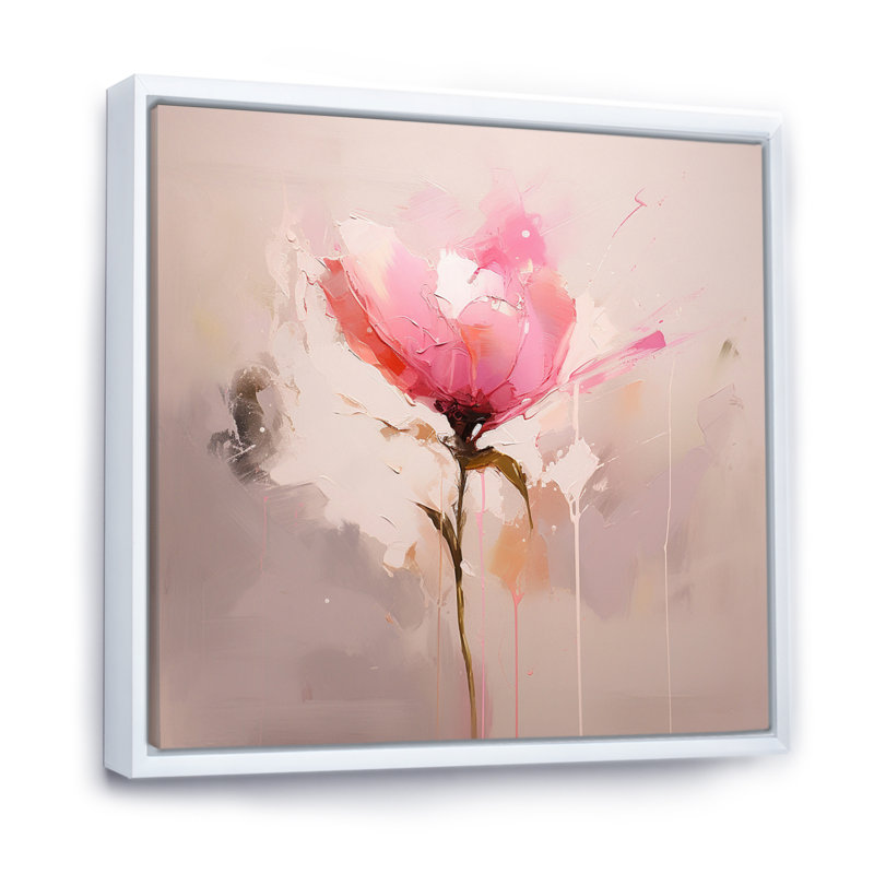 «Coral Elegance» - impression, Cadre flottant blanc, H 36 po x l 36 po x P 1,5 po