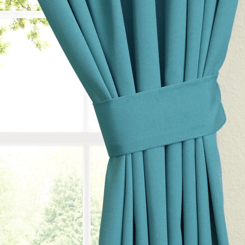 Currahee Cotton Blend Room Darkening Curtain Pair, 52" W x 108" L, Aqua Blue