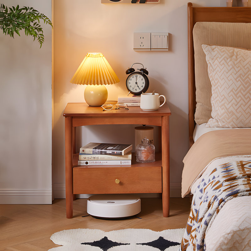 Solid Wood End Table For Living Room, Sofa Side Table, Bedside Nightstand, Coffee Table With Storage Shelf For Home Office And Balcony