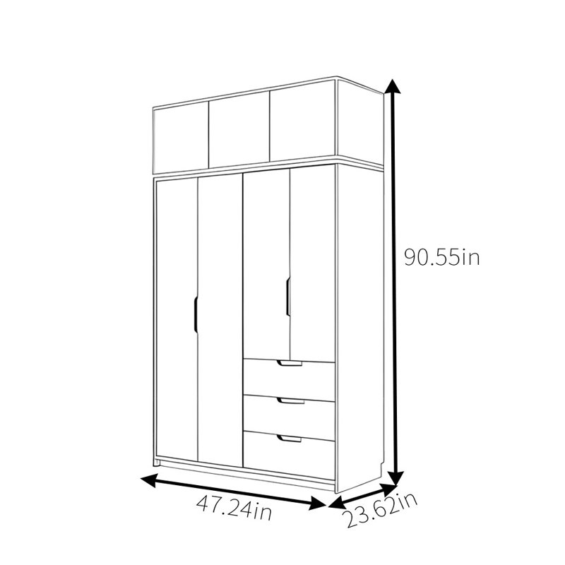 Garde-robe moderne, simple et classique, H 90,55 po x l 47,24 po x P 23,62 po