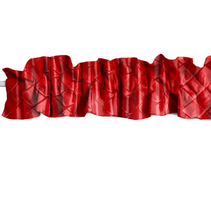 Pintuck Tailored Window Valance, 58"W x 5"L, Red