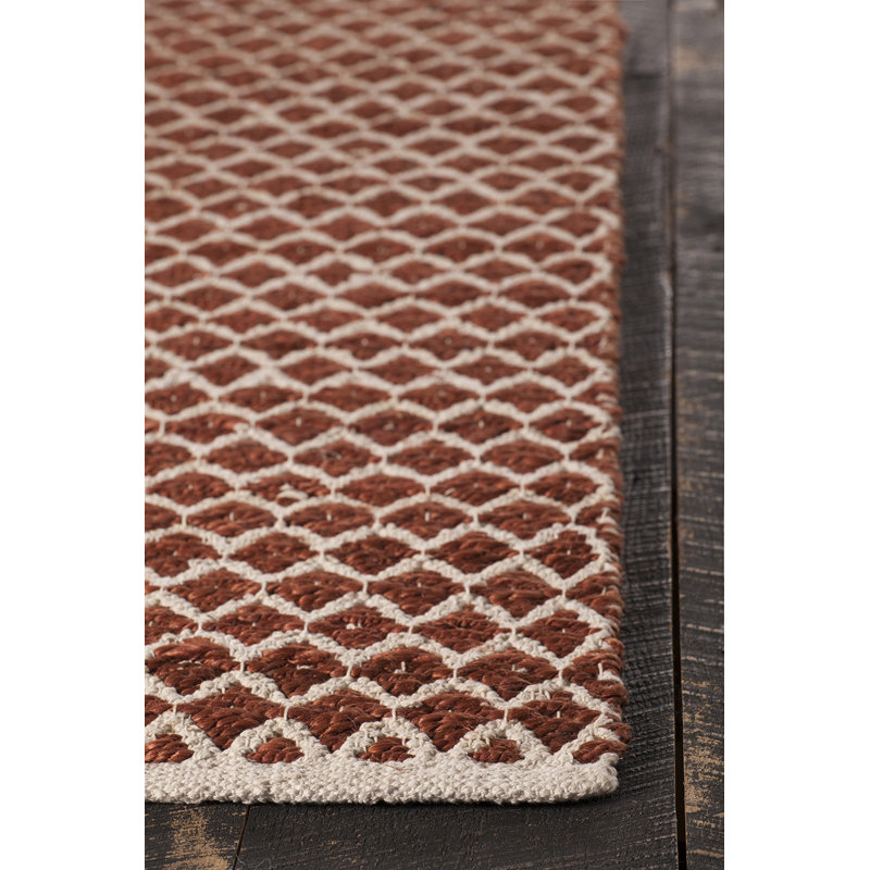 Tapis rouille/blanc tissé à la main Nolea, 7 pi 9 po X 10 pi 6 po