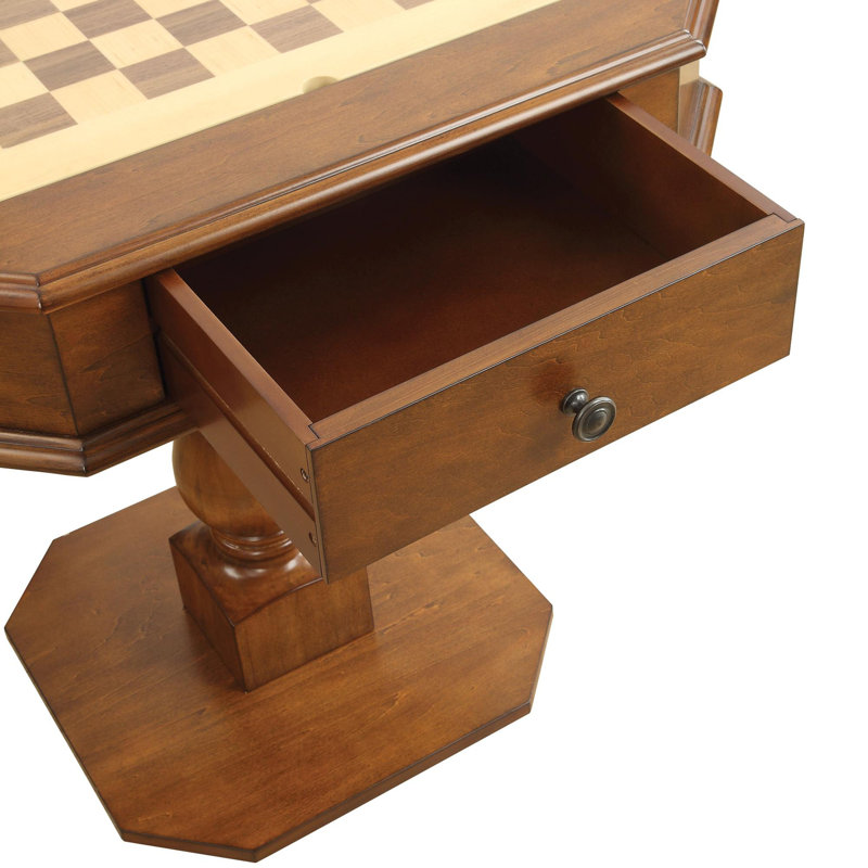 Table de jeu d'échecs réversible à finition noire avec plateau de jeu (caractères d'échecs non inclus), Cerisier