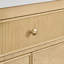 Meuble-lavabo double 60 po Rian en chêne scandinave, sans comptoir, sans lavabo, garniture bronze satiné