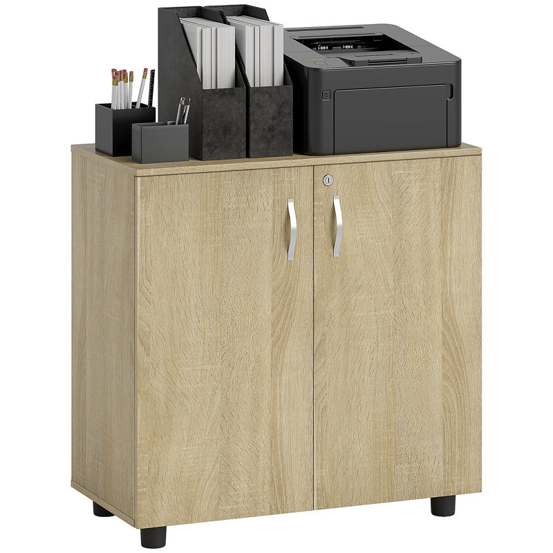 Vinsetto Lockable Office Storage Cabinet 2 Door, Oak