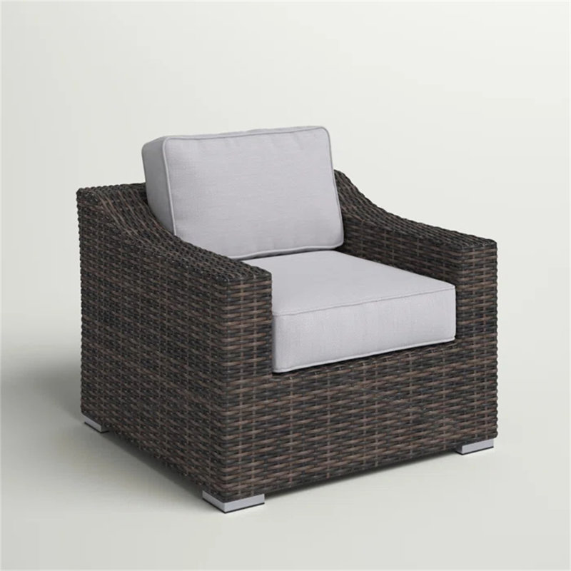 Fully Assembled Patio Chair With Soft Cushions For Comfortable And Durable Outdoor Seating, Espresso/Grey