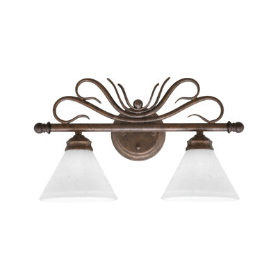 Barre d'éclairage de salle de bain 2 lumières Swan au fini bronze avec verre mousseline blanc 7 po