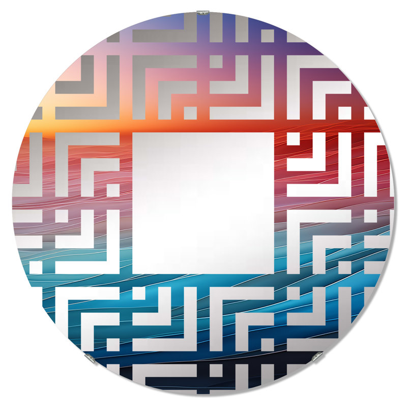 Sunset Beach Horizon Hue I - Miroir décoratif labyrinthe | Rond, 31,4 po x 31,4 po
