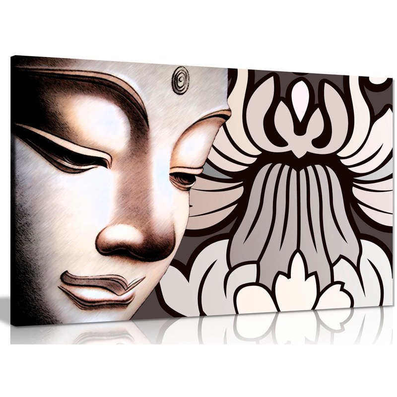 Buddha & Flowers - Wrapped Canvas Print, 20cm H x 31cm W
