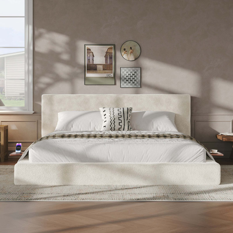 Structure de lit moderne avec table d'appoint coulissante réglable Cloud