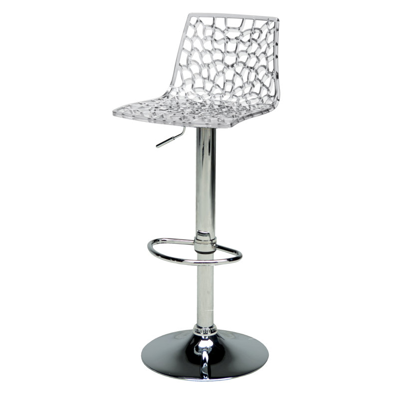 Spider Height Adjustable Swivel Bar Stool, Transparent