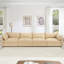 Très grand canapé pour 4 personnes à assise large et profonde, canapé à 4 places avec tiroir de rangement sous chaque siège, canapé surdimensionné à 4 places, chenille blé-122098562