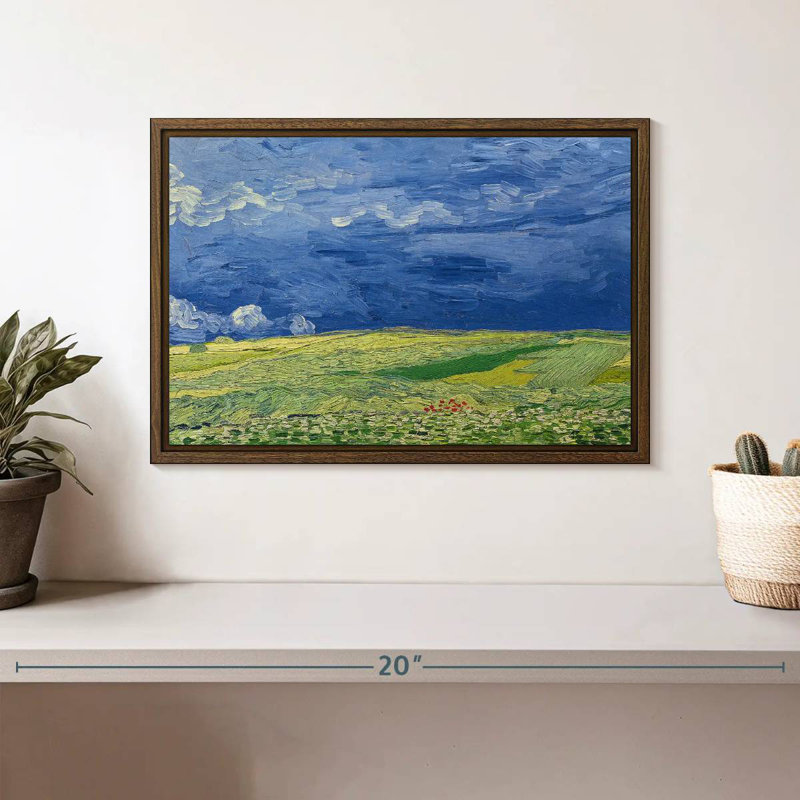 Wheatfields Under Thunderclouds, 13" X 9", Floating Frame Walnut