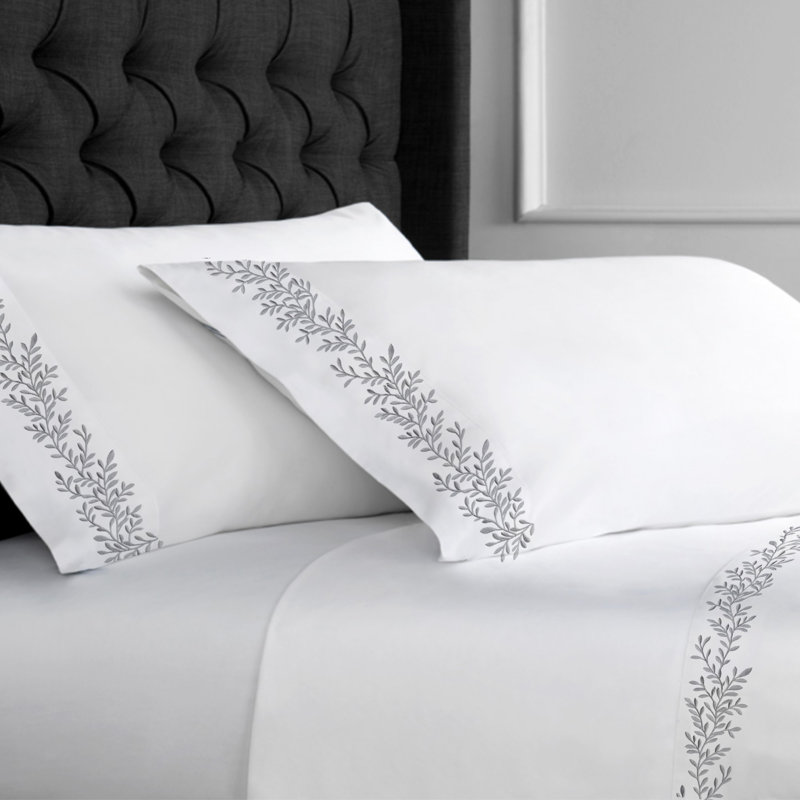 Canberra Floral Sheet Set, King Sheet Set with 2 Pillowcases, Gray