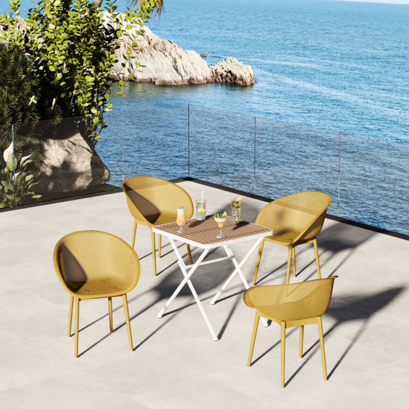 Table de salon 2 pièces Earthy - jaune et blanc, Jaune terreux kaki / blanc