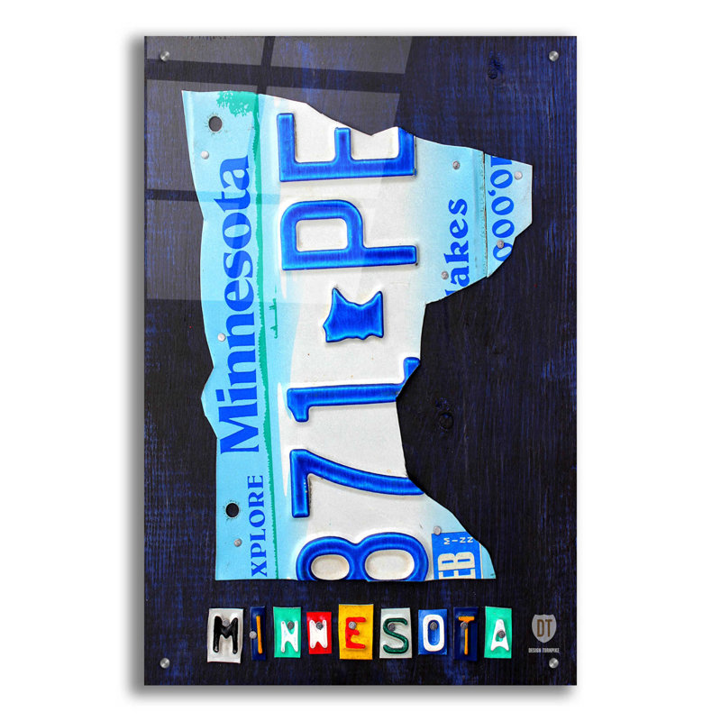 " Minnesota License Plate Map " by Design Turnpike, 36" H x 24" W x 0.2" D