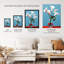 Wall Art Print Lustrous Lilies Calla Flowers Blue Living Room
