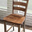 Table de salle à manger transitionnelle 5 pièces, noyer carré avec 4 chaises à dossier en lattes, bois d'hévéa massif
