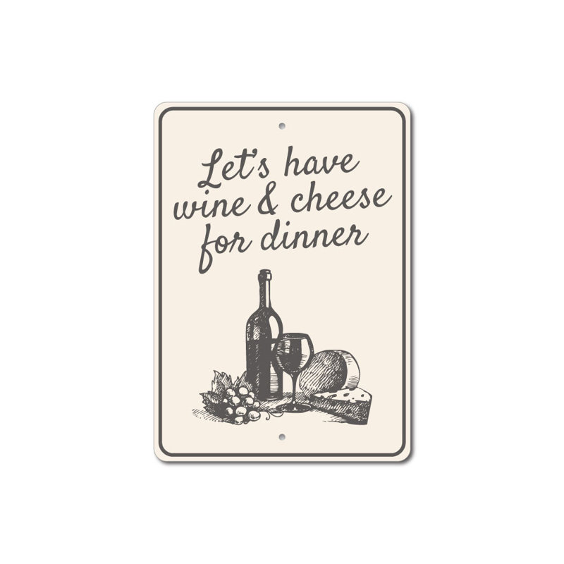 Enseigne vin et fromage, H 14 po x l 10 po x P 0,04 po
