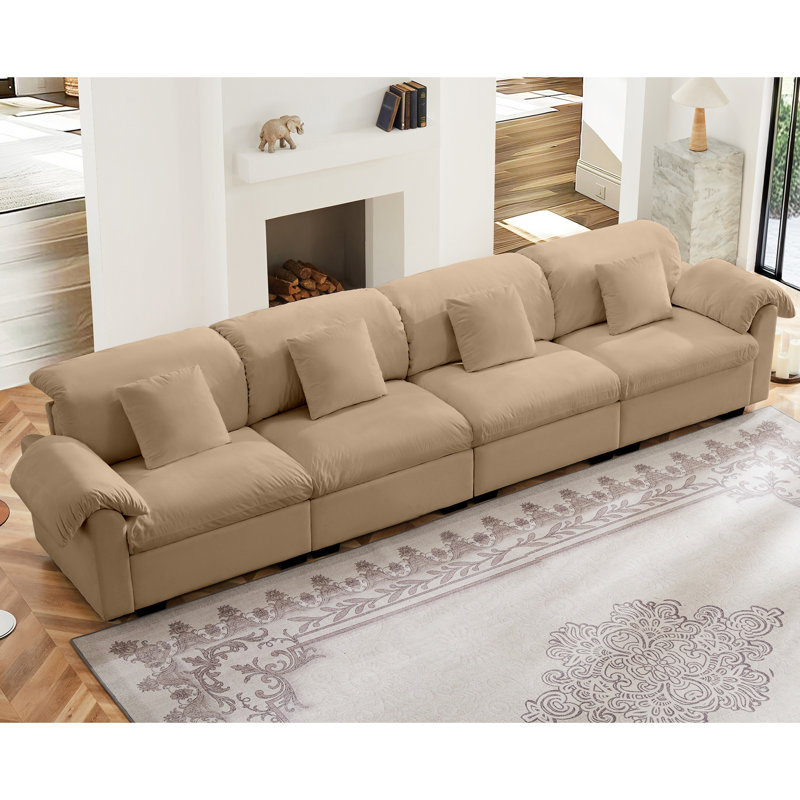 4 velours brun clair avec rangement - Offrez du confort et du style à votre espace de vie, 4