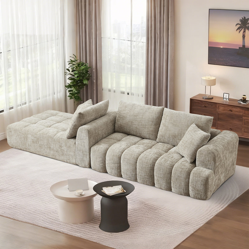Canapé modulaire 108 po Chenille, Chenille kaki, Face à la gauche