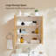 Armoire de salle de bain murale avec panneau de porte cannelé et tablette réglable, chêne blanc et naturel, 1 pièce-1011127682