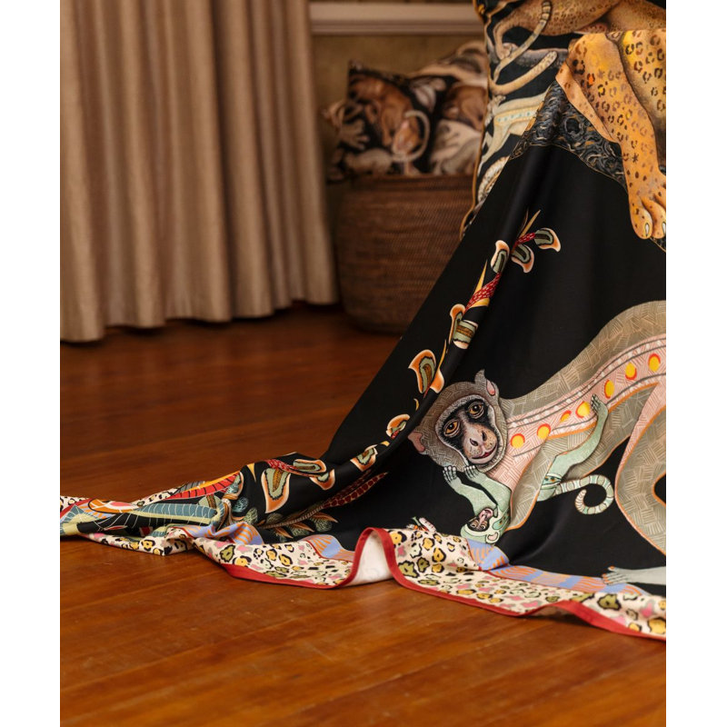 Monkey Tales Tablecloth - Cotton, 138" L, Night