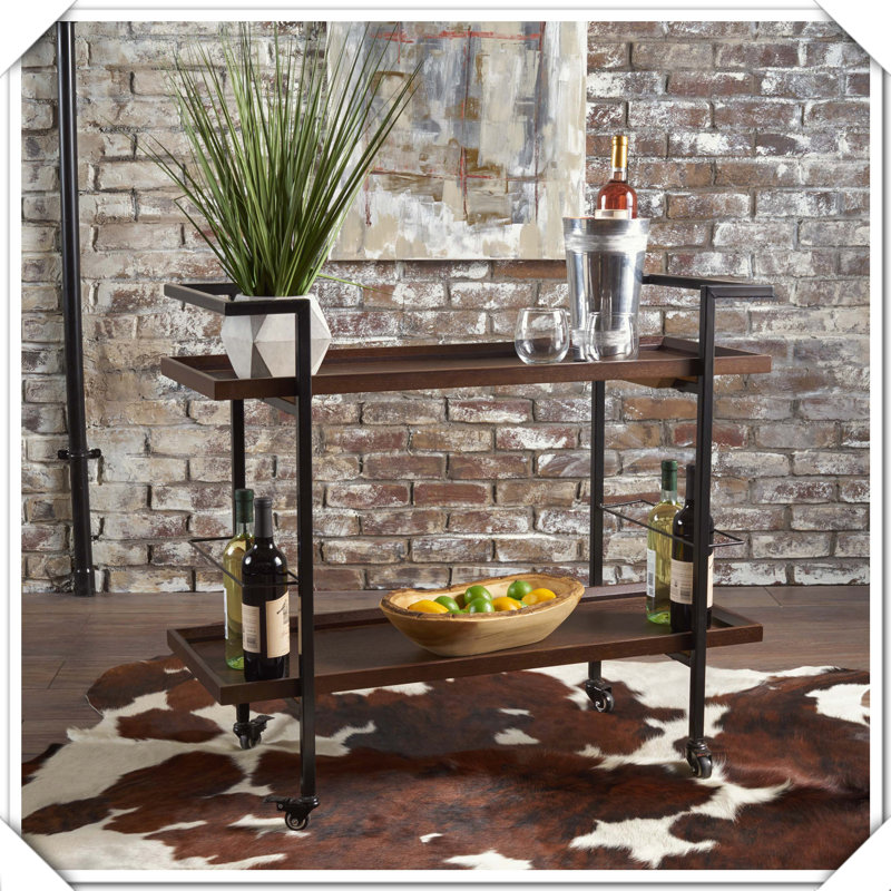 Chariot-bar chic avec rangement polyvalent pratique et élégant, Noyer