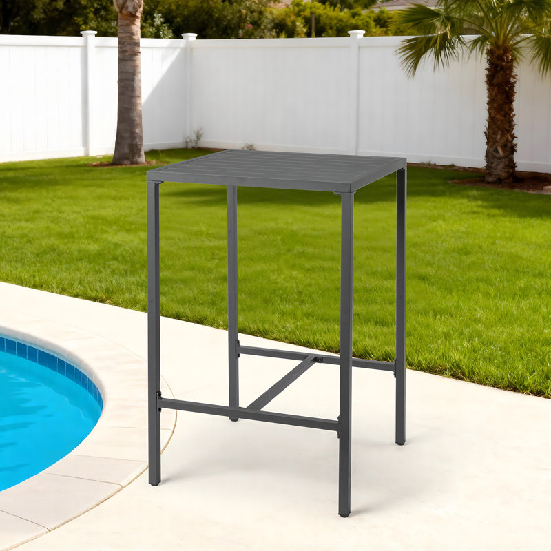 27 Inch Outdoor Aluminum Bar Table,Gray, Gray