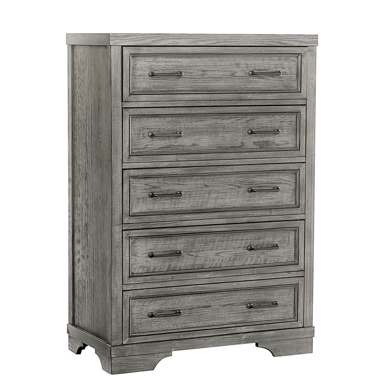 Commode 5 tiroirs Danbury, Étain brossé