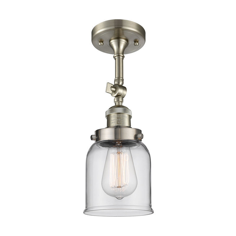 Applique murale 1 lumière 8 po Bell, Ampoule à DEL rétro de 6 watts, Clair, Nickel satiné brossé