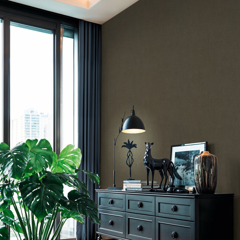 Havana 2 Collection Textured Plain Wallpaper Roll, Brown