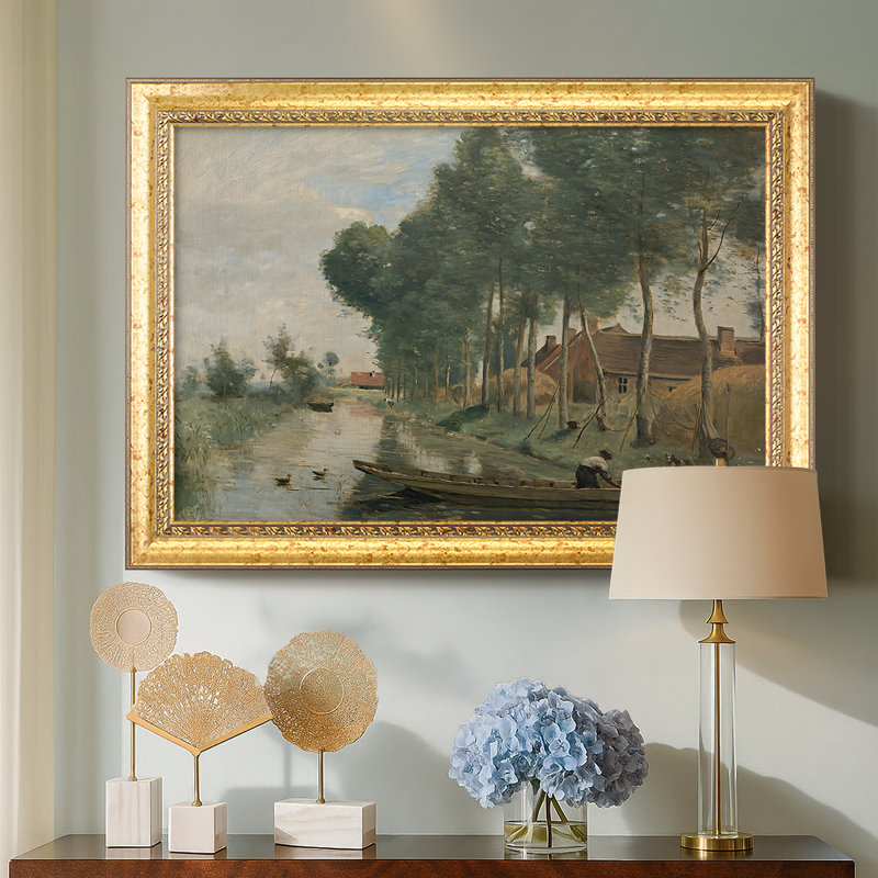 Paysage à Arleux-du-Nord, v. 1871-1874-Jean-Baptiste-Camille Corot-Toile encadrée sur mesure, No, 32 x 46