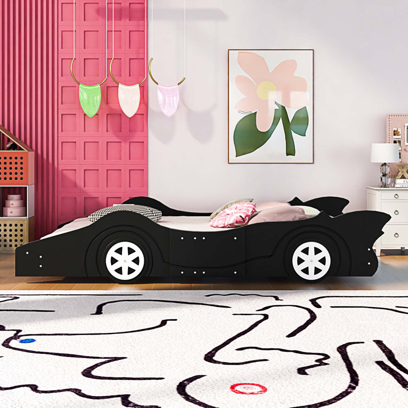 Lit plateforme avec roulettes Modern Race, Double, Noir