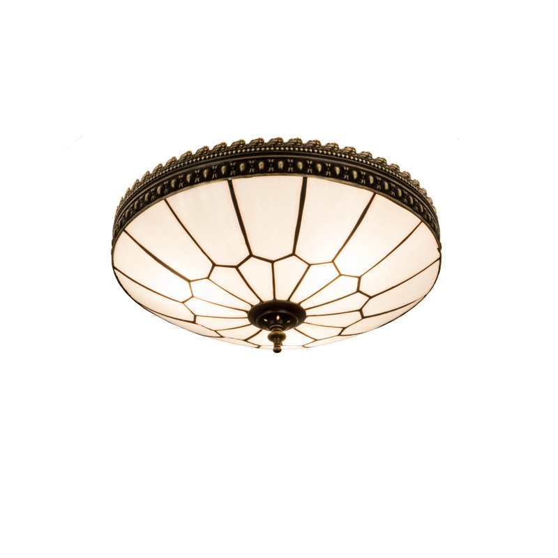Vincent 3 - Light Flush Mount, 6.5" H x 15" W x 15" D, Craftsman Brown Highlighted, White Art