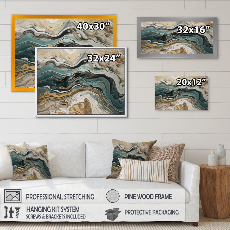 L'essence de la fluidité V sur toile, Cadre photo noir, H 30 po x l 40 po x P 1,5 po