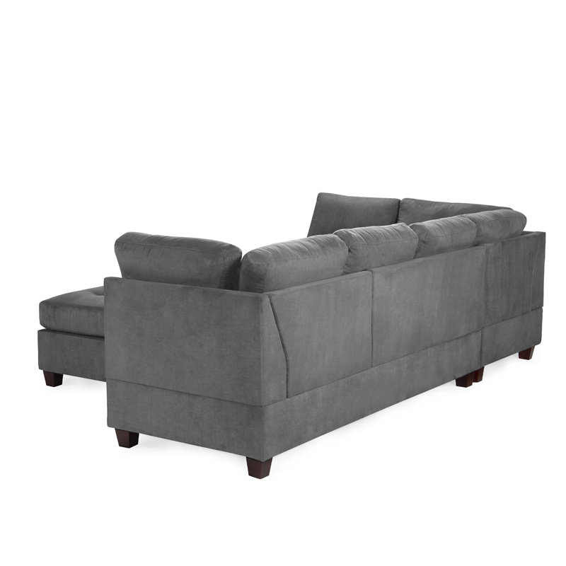 Upholstered L-Shaped Sectional Reversible, Gray