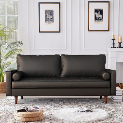 Canapé en cuir noir 69,68 po