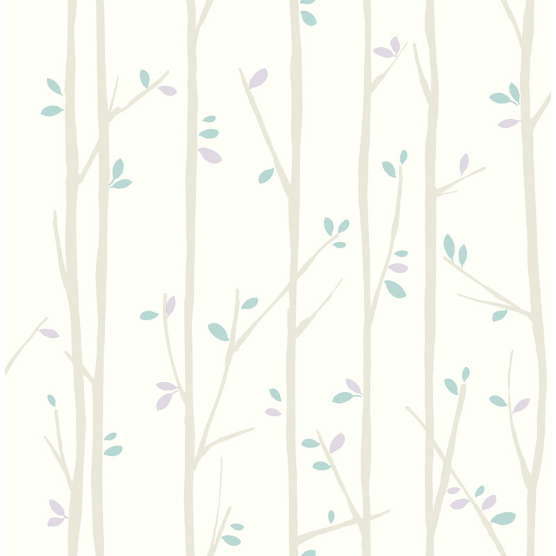 Rouleau de papier peint 33 pi x 20,5 po Horgeford, Gris / Bleu Cambridge / Violet