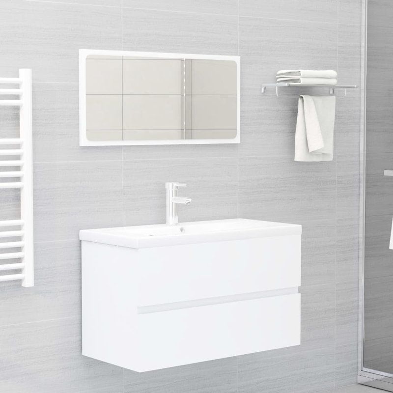 Ebern Designs Audine 17.72mm L x 39.5mm W Ceramic Rectangular Sink with Tap and Overflow, White