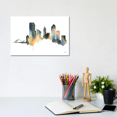 Neutral Denver Skyline 1 Piece Wrapped Canvas Painting
