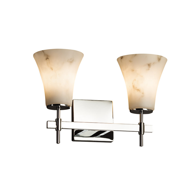 Barre d'éclairage de salle de bain 2 lumières Keyon, Nickel brossé