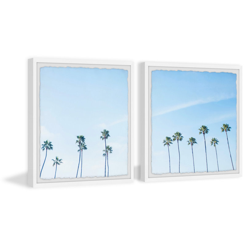 Ciel bleu et palmiers Diptych, H 12 po x l 12 po