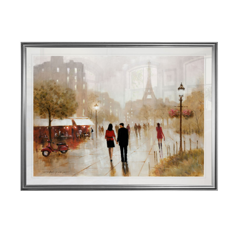 " Romantic Stroll ", 20" H x 24" W x 1.5" D, Silver Frame