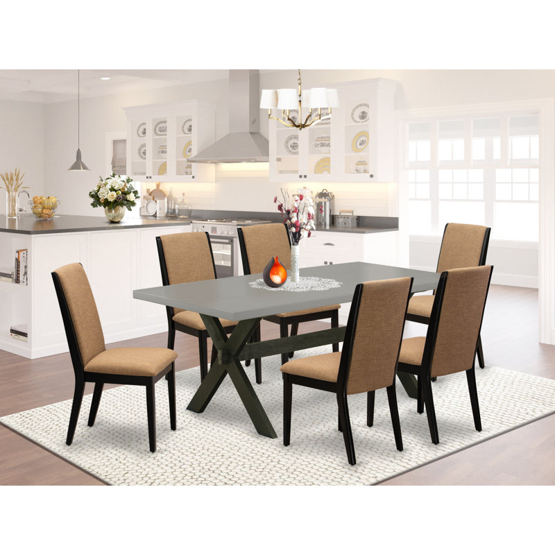 Ensemble de table de salle à manger moderne 7 pièces 7 pièces en X, 7