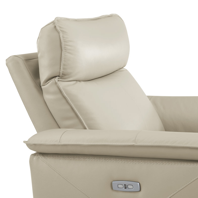 Fauteuil inclinable électrique 42 po Enjolie, Cuir beige assorti