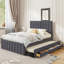 Lit plateforme tapissier avec couchette simple et 3 tiroirs Christiano-887895014