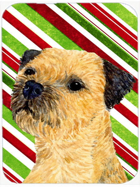 East Urban Home Border Terrier Candy Cane Holiday Christmas Glass Cutting Board