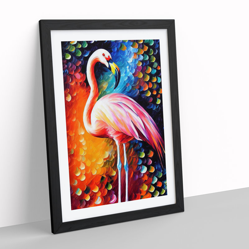 Flamingo Portrait No.3 - Framed Print, Black, 34cm H x 25cm W x 2cm D