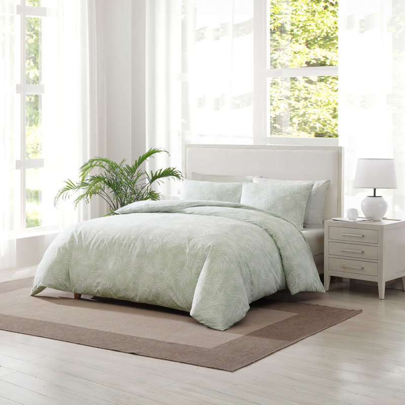 Art of Palms Cotton Comforter Set, King Comforter + 2 King Shams, Blue Floral